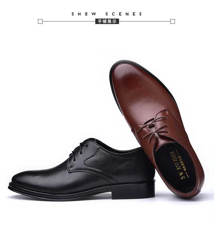 Zapatos de vestir formales para hombre, calzado informal de cuero, diseñador de boda Social, punta estrecha, zapatos negros de oficina para invierno, marca 2023