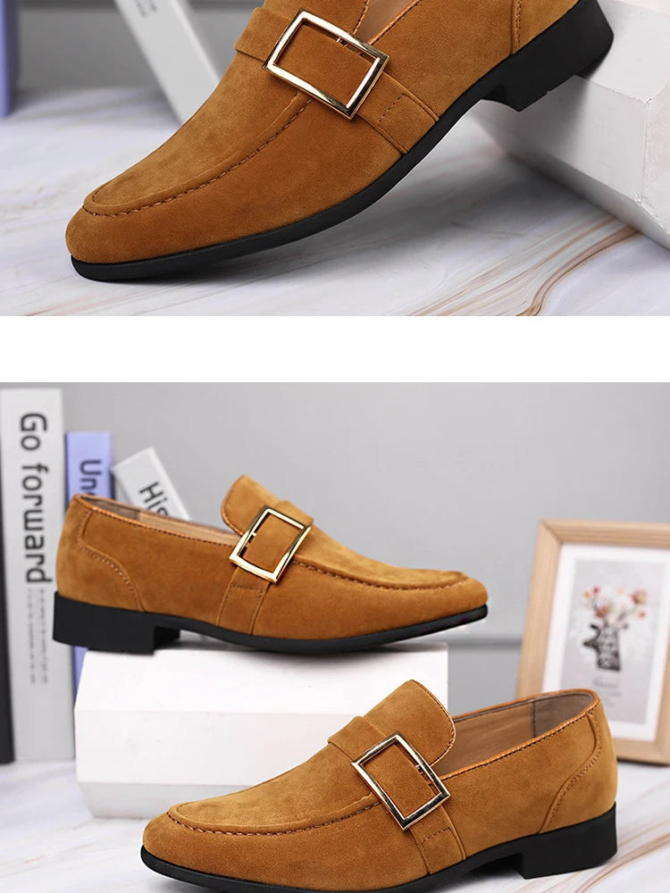 Zapatos de vestir para hombre, mocasines formales de diseñador, zapatos de cuero de gamuza, mocasines de trabajo Social y negocios, boda
