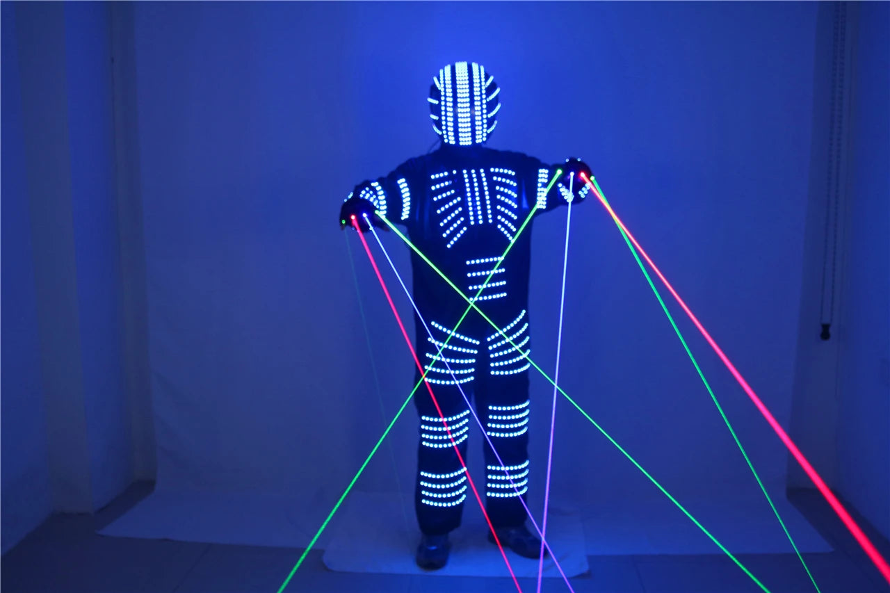 Traje de robot LED a todo color, disfraz de depredador láser, bailarina de escenario, soldado de hierro, traje de cosplay para club nocturno nuevo