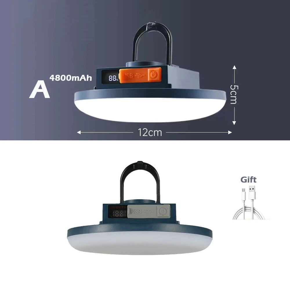Luz LED recargable para acampar con absorción magnética, Banco de energía de doble uso, lámpara colgante, iluminación de emergencia