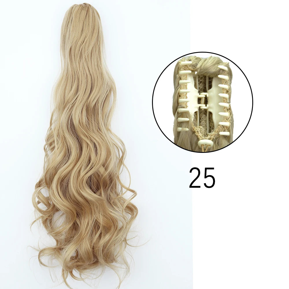 Extensiones de cabello de cola de caballo con Clip de garra larga y recta sintética, pieza de cabello de cola de caballo resistente al calor de 24 pulgadas para mujer, fiesta diaria