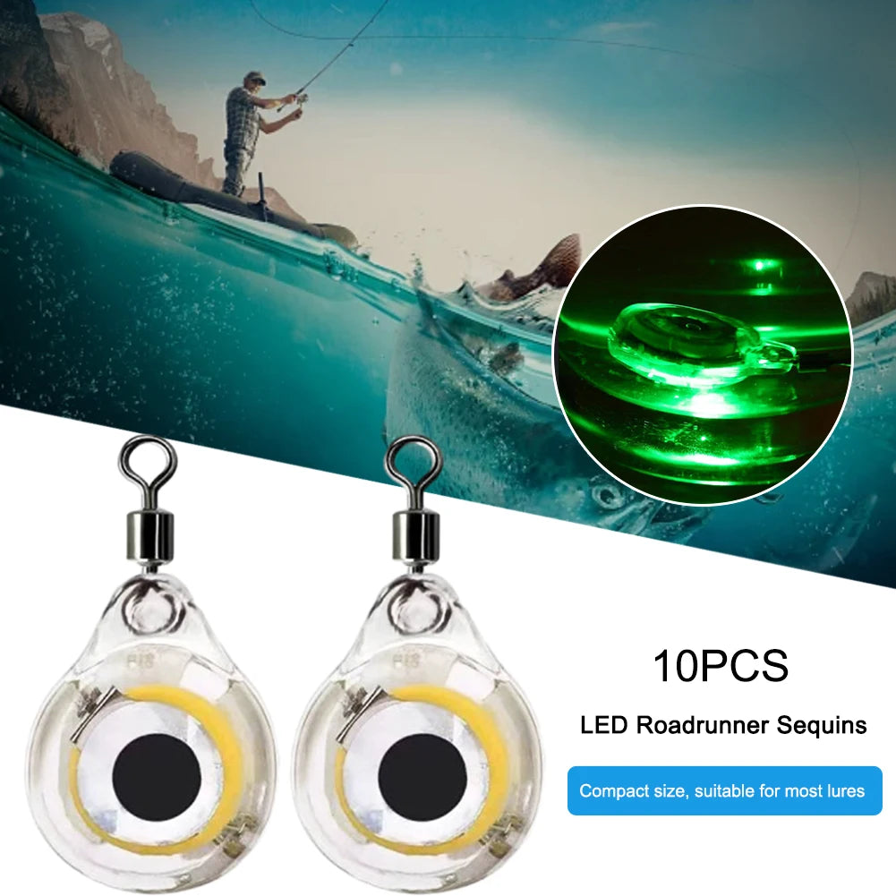10 Uds. Señuelo de pesca con forma de Mini ojo, luz nocturna subacuática, señuelo luminoso alimentado por baterÃÂÂa para agua de mar y agua dulce