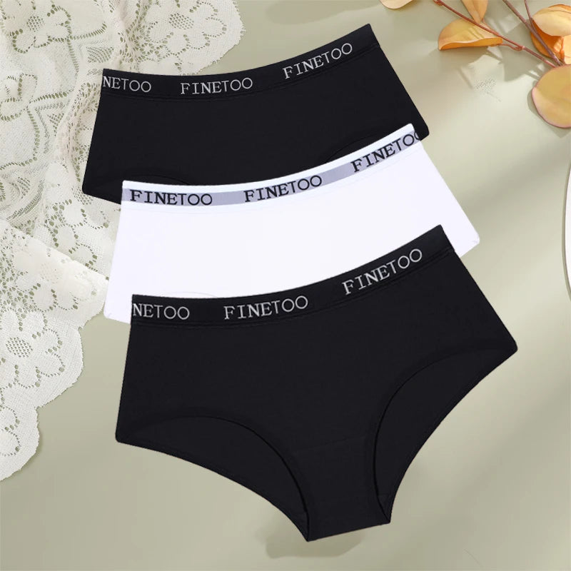 FINETOO, 3 uds., ropa interior con cinturón de algodón con letras, bragas para mujer, bragas sexis transpirables de cintura baja, lencerÃa cómoda elástica para mujer