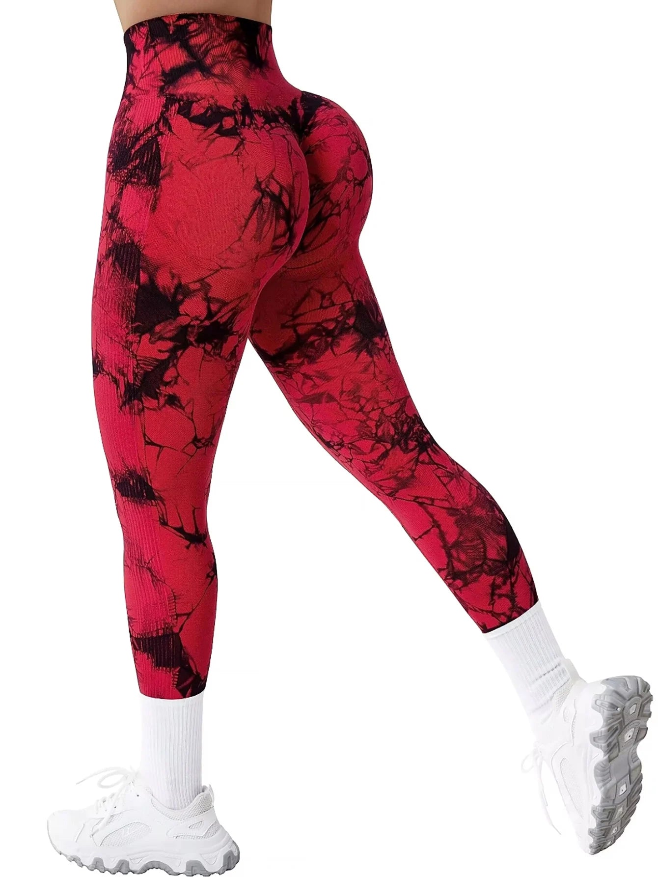 Leggings sin costuras Tie Dye para mujer, pantalones de Yoga de cintura alta, mallas elásticas de levantamiento de glúteos, mallas deportivas de cintura ancha