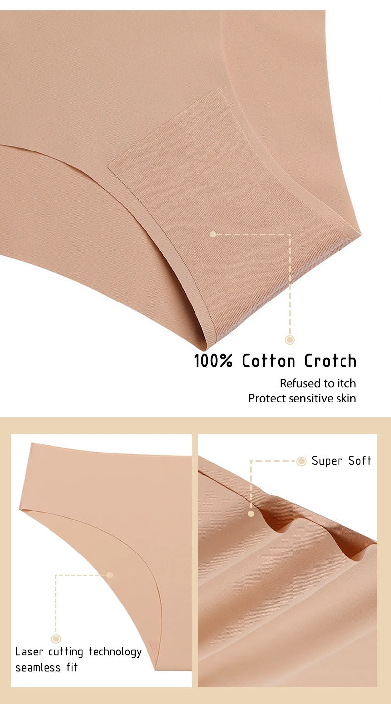 Conjunto de 3 uds de bragas sin costuras para mujer, ropa interior Sexy transpirable de cintura baja, bragas de seda sólidas, bragas invisibles sin costuras para mujer, calzones sin costura mujer