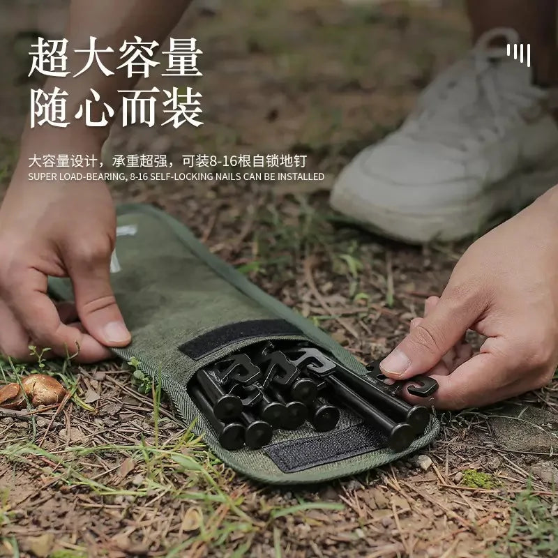 Bolsa de almacenamiento de tela Oxford para uñas de suelo al aire libre, Kit de Camping, equipo de Camping de viaje multifuncional, bolsa de almacenamiento de accesorios 