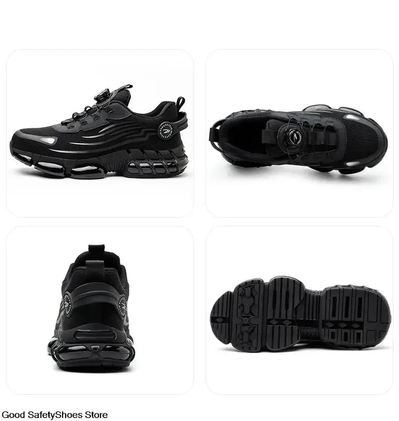 Zapatos de seguridad protectores con punta de acero indestructibles, zapatos de trabajo antideslizantes y resistentes a la abrasión, zapatillas cómodas y resistentes para hombres 
