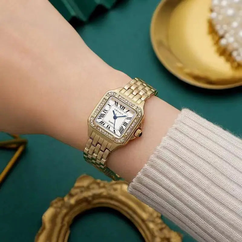 Relojes de lujo para mujer, relojes de pulsera cuadrados de cuarzo de marca clásica para mujer, correa de aleación, reloj de pulsera de negocios para mujer
