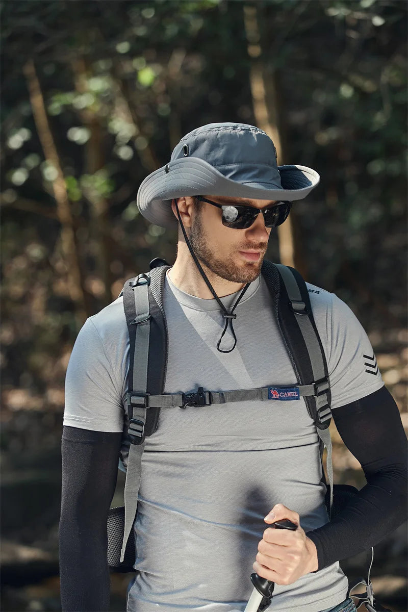 Sombrero de pescador de ala ancha y grande para hombre, gorra impermeable con protección UV para el sol, senderismo, pesca, escalada, sombreros de cubo de Safari de gran tamaño, verano
