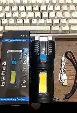 Linterna LED de luz fuerte para acampar, 4 lámparas y luces laterales COB, linterna de mano portátil recargable por USB para exteriores