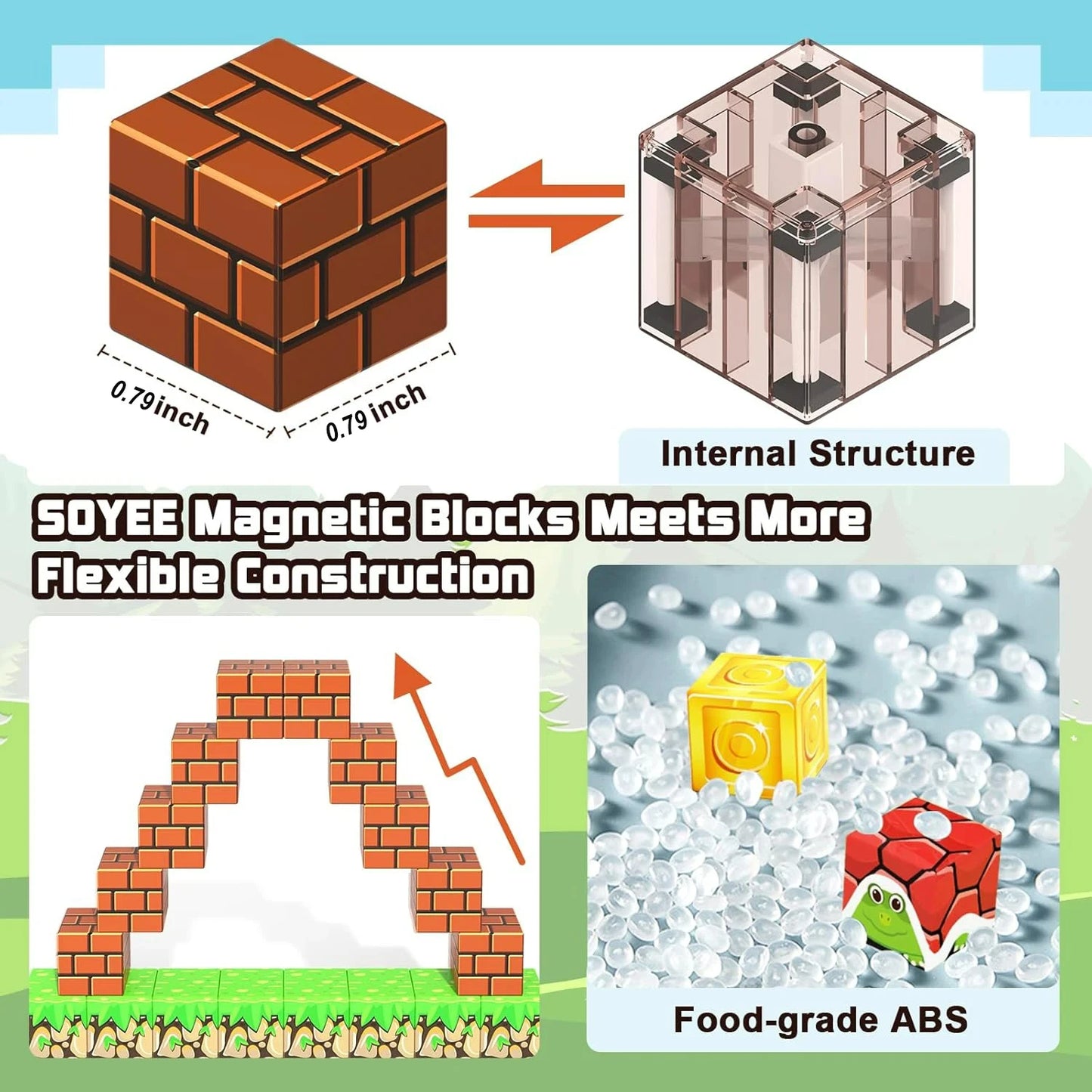 100 Uds. Bloques magnéticos de juguete, juego de imanes de construcción para niños y niñas, cubos sensoriales Montessori con tallo para regalo para niños pequeños