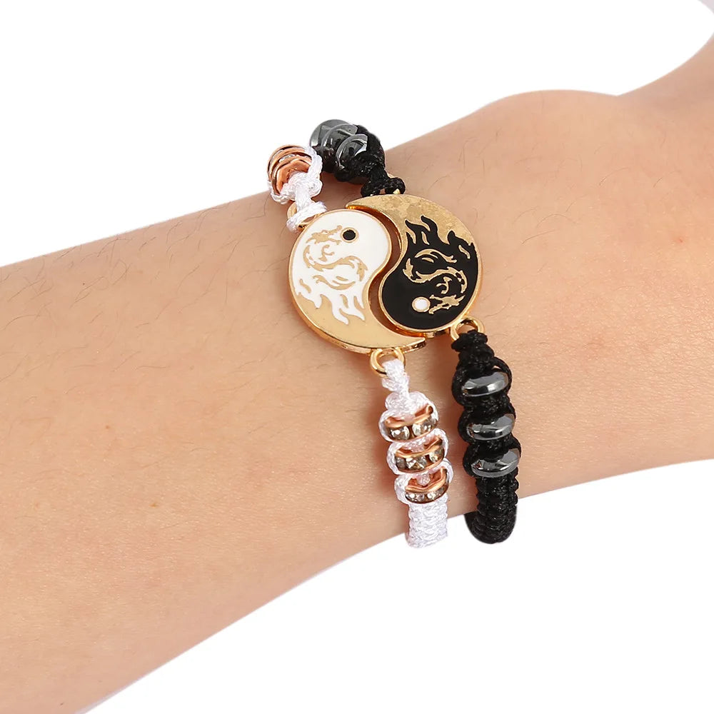 2025 figura de dragón de moda pulsera Yin Yang pareja pulseras ajustables novio novia joyerÃa de amistad del DÃa de San ValentÃn