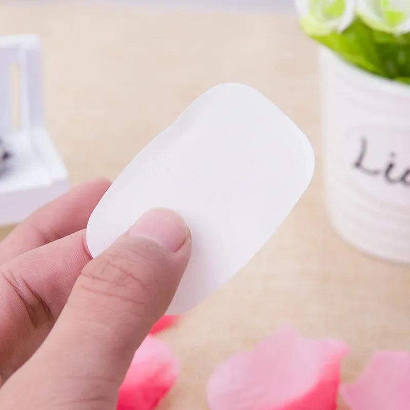 Jabón portátil de papel desechable para viajes, Camping, Mini jabones de limpieza para lavar, limpieza de manos para senderismo al aire libre, suministros al aire libre
