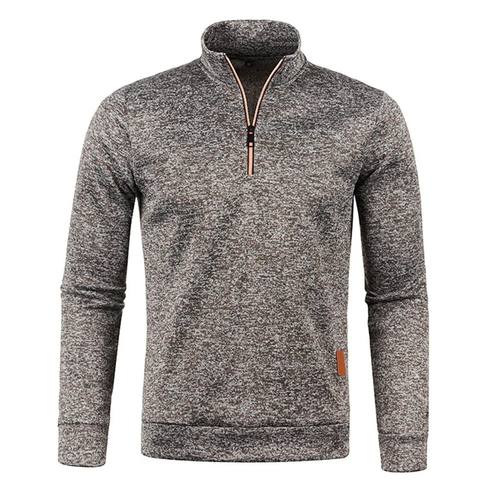 Jersey para hombre, sudaderas más gruesas, jersey con media cremallera para hombre, sudadera con capucha para hombre, suéteres de cuello alto de Color sólido de otoño