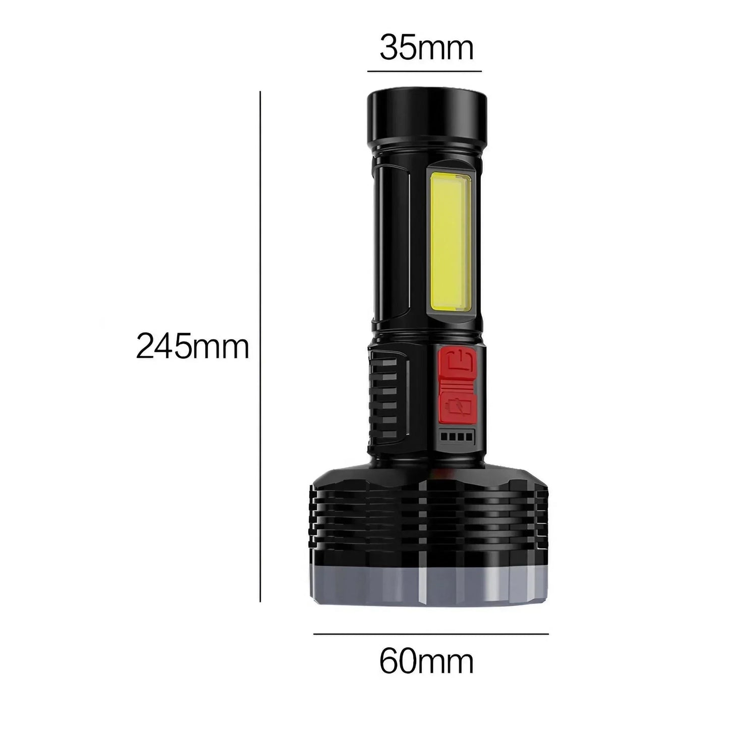 Portable 9-Core USB Rechargeable LED Flashlight Dual Light Source Camping Hiking Outdoor Multi-Use Light