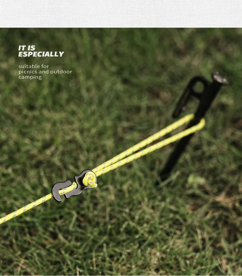 10 Uds. Hebillas de cuerda para tienda de campaña, aleación de aluminio, tapón de cuerda de viento para acampar al aire libre, toldo Wigwam, hebilla de seguridad ajustable