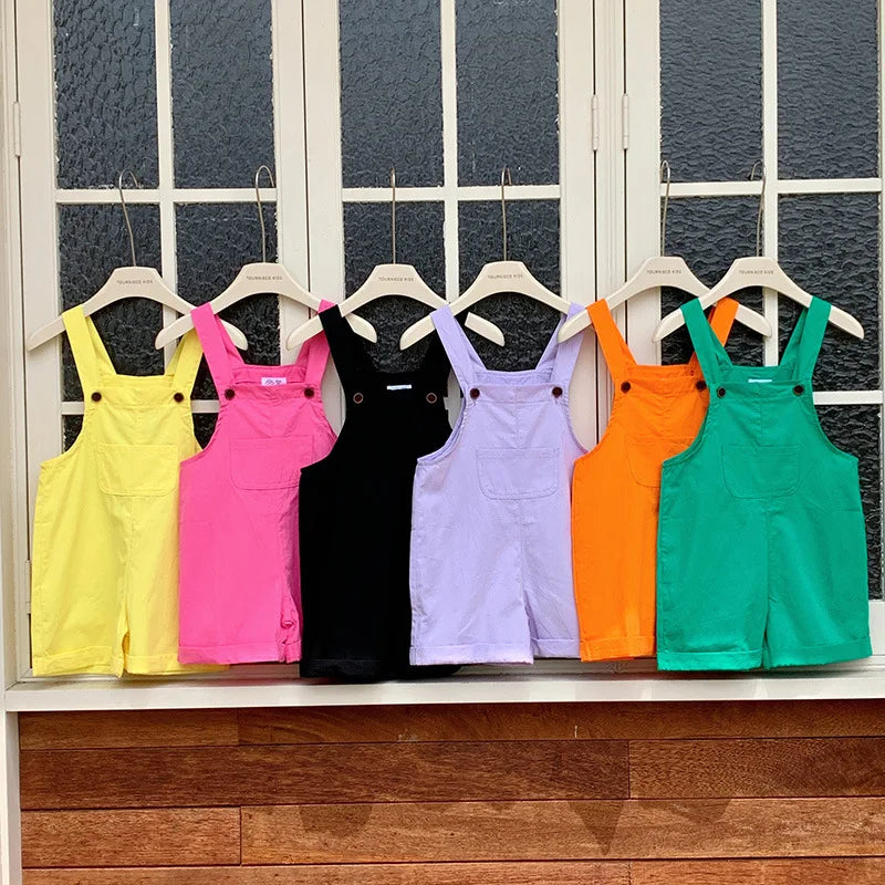 Lindo bebé niños general bebés y niñas pantalones casuales coreanos mono de disfraz de Color caramelo