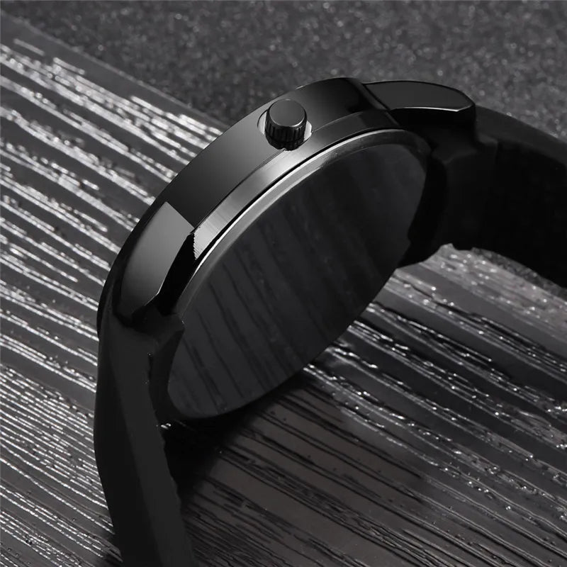 Relojes baratos de diseño único para hombre, Erkek Barato Saat, banda de goma de moda, reloj Vintage de cuarzo Simple, relojes masculinos negros 2024
