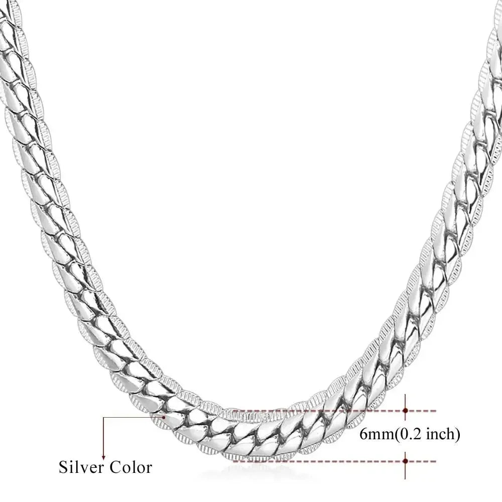 U7 6mm 9mm collares de cadena de serpiente gruesa Color dorado collar de eslabones de tono negro para hombres mujeres 6/9mm 18-30 pulgadas joyerÃÂa Unisex
