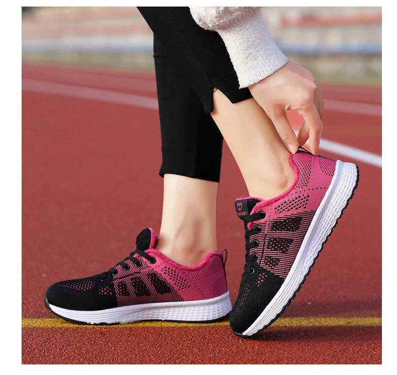 2024 zapatos deportivos para mujer, zapatillas de plataforma a la moda, zapatos planos para correr para primavera e invierno para mujer
