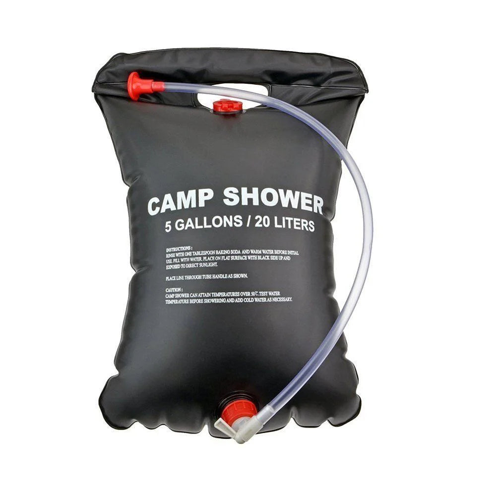 Bolsa de ducha portátil de 20L para acampar, viajes al aire libre, senderismo, barbacoa, ciclismo, playa, natación, bolsa de agua de baño con calefacción Solar