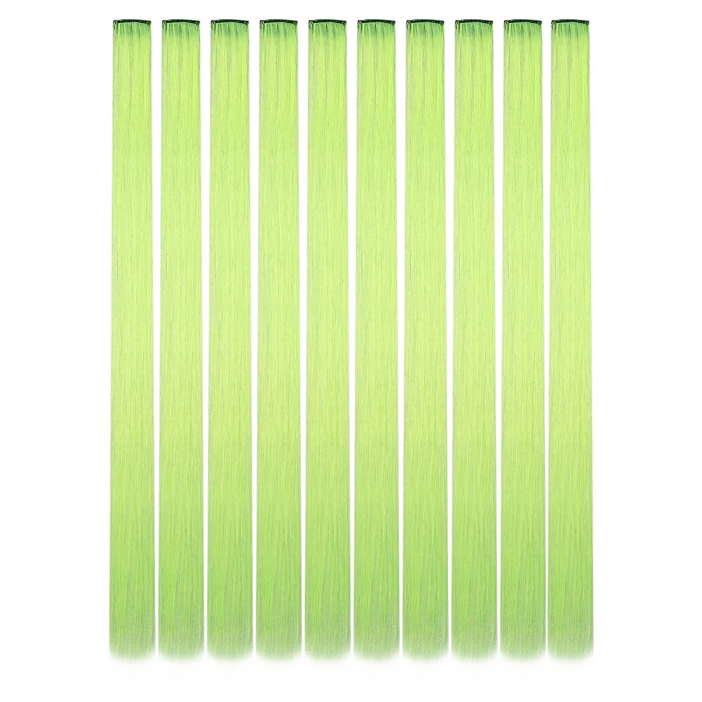 10 unids/pack de extensiones de cabello con Clip para fiesta de colores para niñas, postizos sintéticos de pelo liso de 22 pulgadas de colores Omber