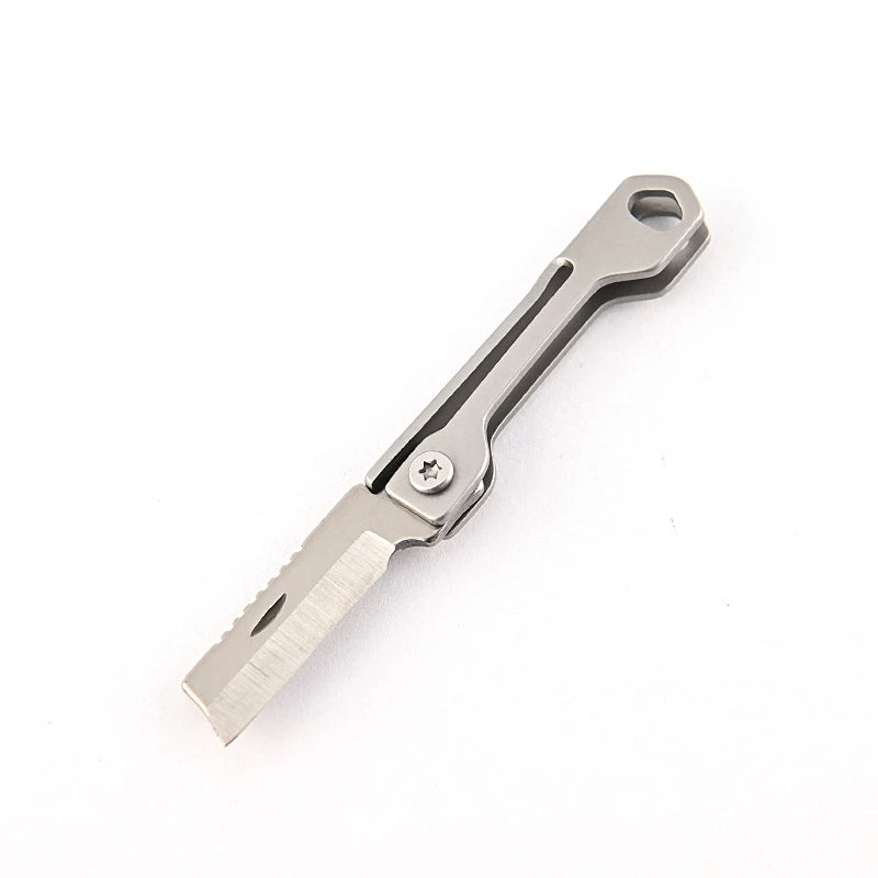Suministros para acampar al aire libre, cuchillo plegable de acero inoxidable, Mini cuchillo de bolsillo multifunción con cabeza cuadrada, llavero colgante, 1 ud.