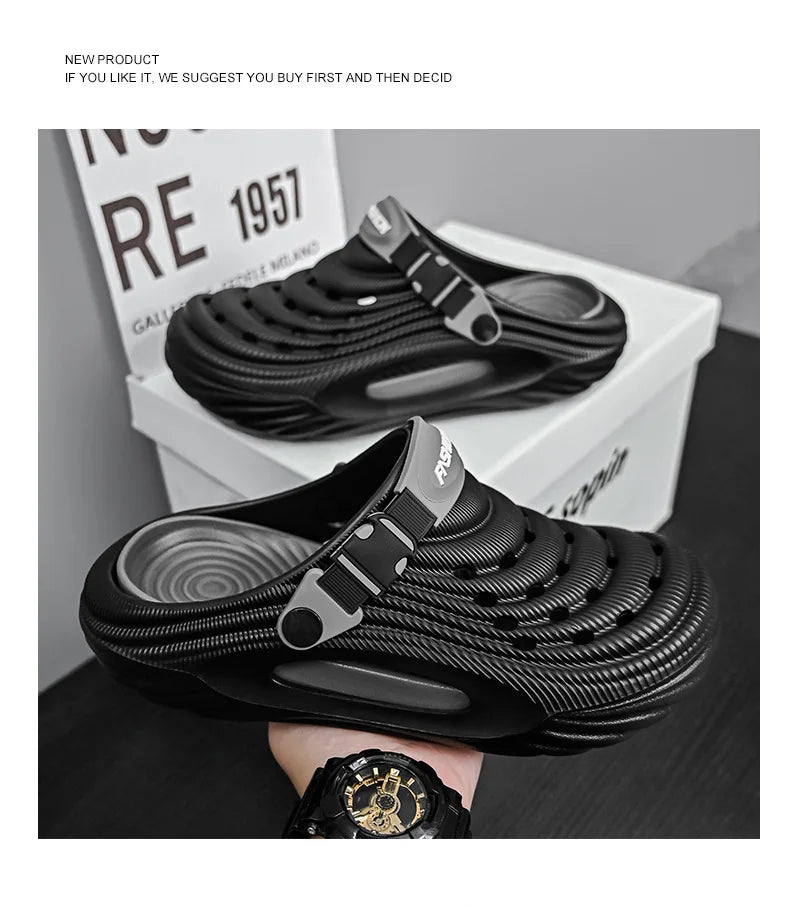 Zuecos con soporte para el arco para hombre, calzado para jardín, zapatillas de playa sin cordones para exteriores, sandalias con cojín cómodo extraíble