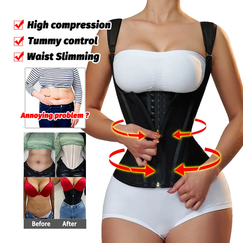 Faja de corsé colombiano para mujer, faja correctiva reductora de vientre, entrenador de cintura, carpeta de vientre adelgazante, ropa moldeadora de vaina plana