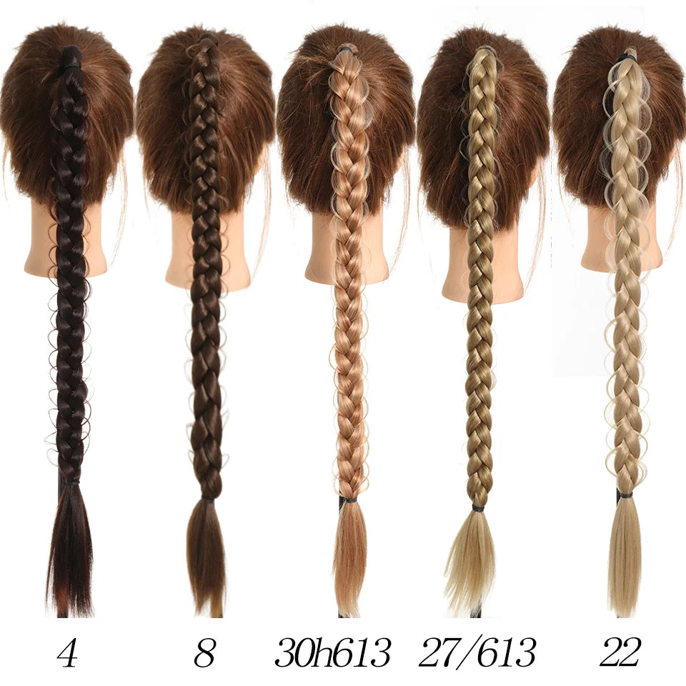 Extensiones de cabello de cola de caballo trenzadas de largo sintético de 24 pulgadas para mujer, accesorios para el cabello de fibra de alta temperatura