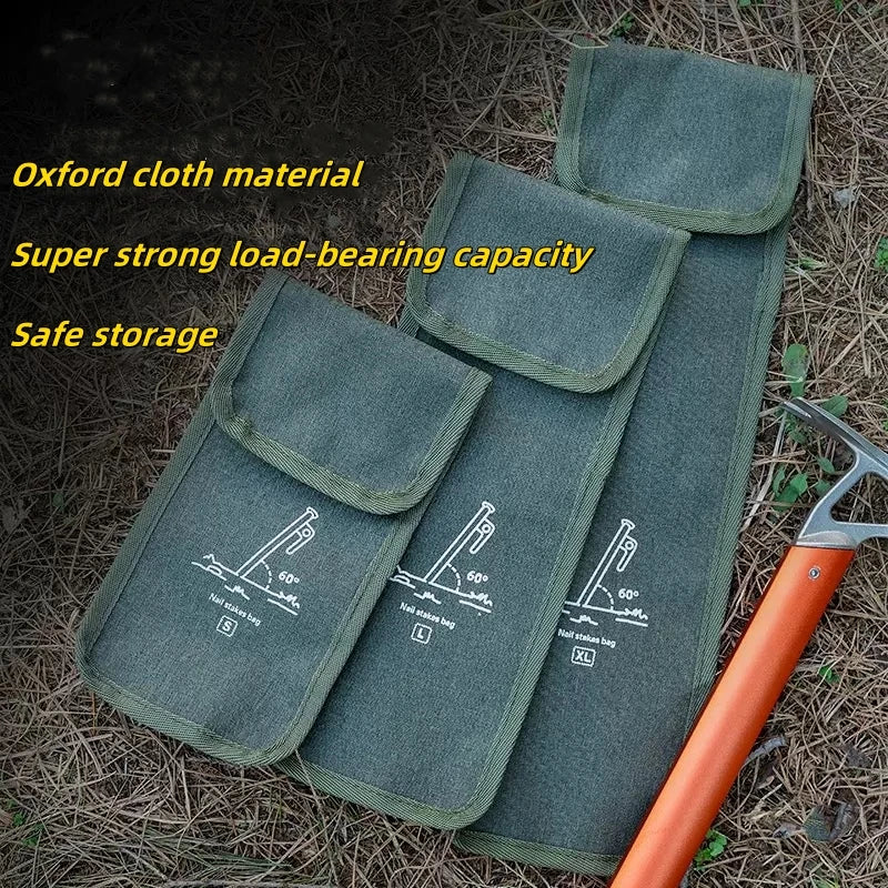 Bolsa de almacenamiento de tela Oxford para uñas de suelo al aire libre, Kit de Camping, equipo de Camping de viaje multifuncional, bolsa de almacenamiento de accesorios 
