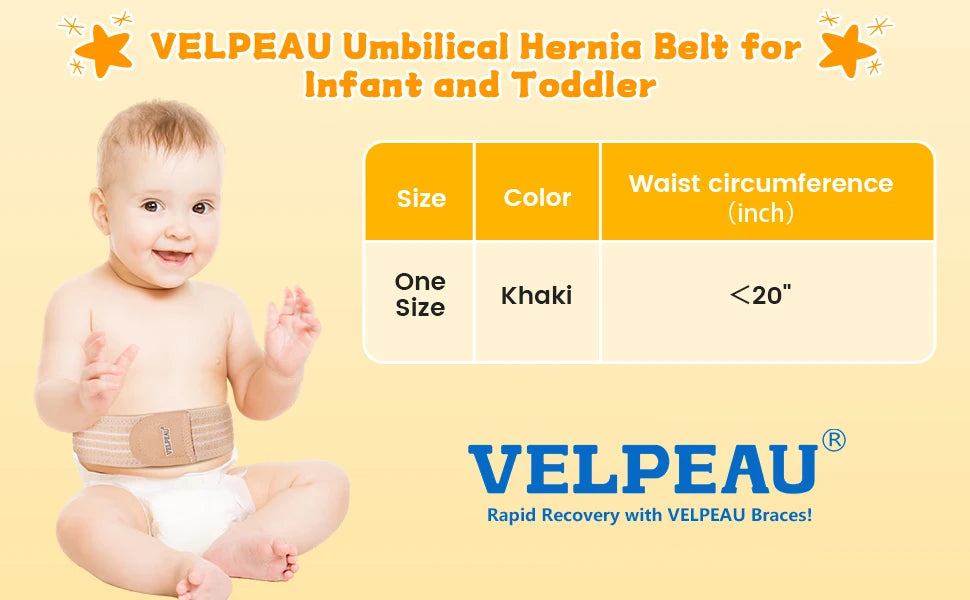 VELPEAU-Cinturón de Hernia Umbilical para bebé, envoltura de ombligo infantil, Truss, carpeta Abdominal con 3 almohadillas de compresión de diferentes formas