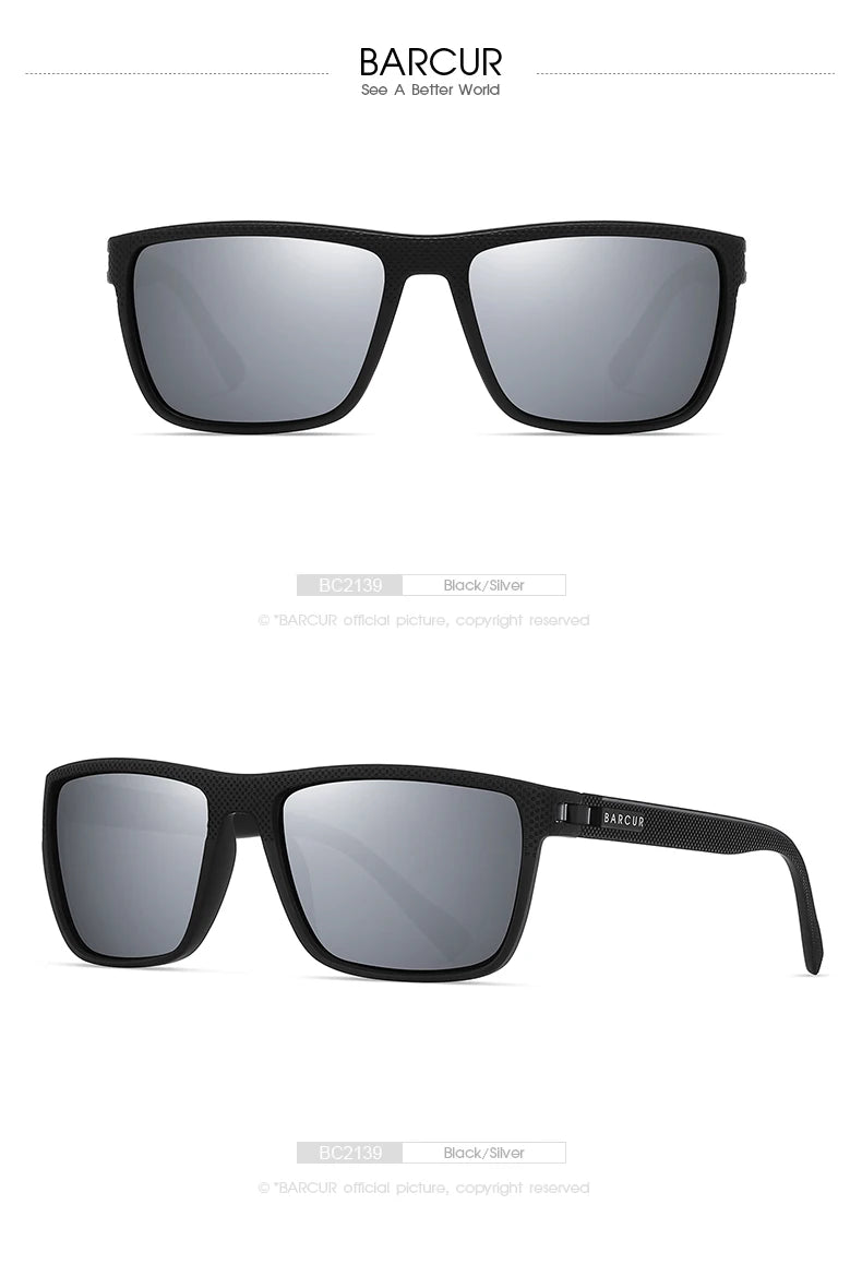BARCUR-gafas de sol polarizadas TR90 para hombre y mujer, lentes deportivas ligeras, accesorio de protección UVAB