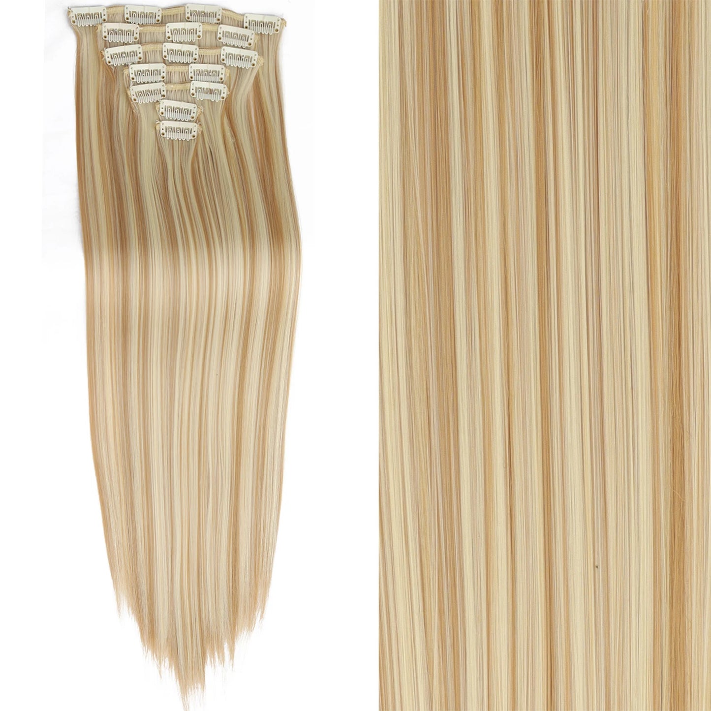 7 unids/set 16 Clips extensión de cabello negro largo liso pelo Natural Ombre peluca fibra resistente al calor para peinado de mujer