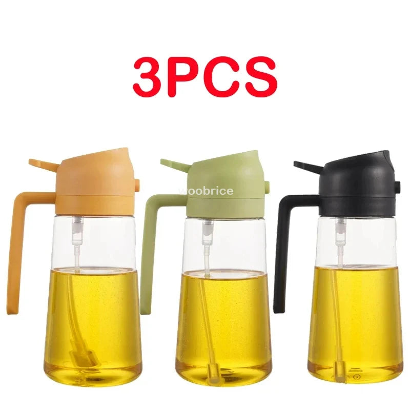 Spray 2 en 1 para botella dispensadora de aceite de oliva, diseño de mango cómodo para barbacoa, sartén de aire, horno, Camping