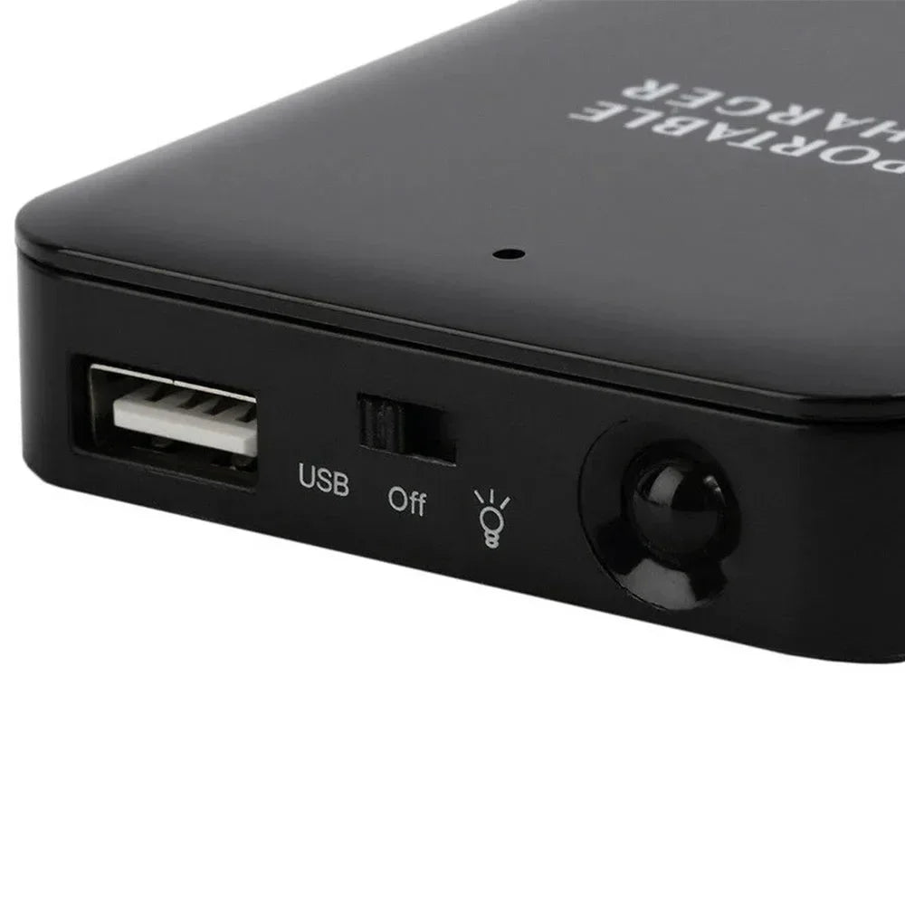 Cargador portátil 4 AA, Banco de energía de batería USB, luz LED, cargador de emergencia para acampar al aire libre para teléfono, montañismo, senderismo