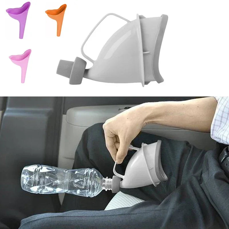1 unidad de orina portátil, ayuda para el baño, viaje en coche, urinarios para adultos al aire libre para hombre, mujer, niños, orinal, embudo, orinar, inodoro de Camping