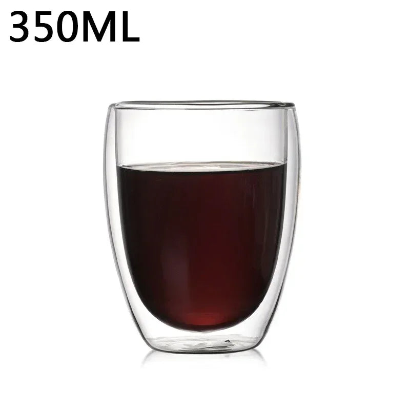 1-6 uds 80-450ML resistente al calor taza de cristal de té de doble pared cerveza café hecho a mano creativo bebida fría juego de vajilla transparente