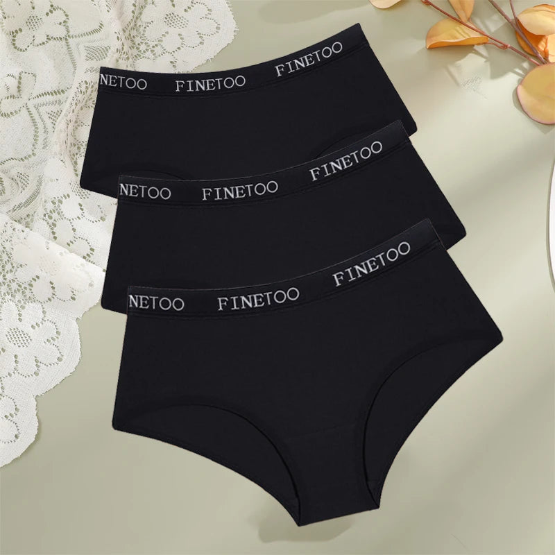 FINETOO, 3 uds., ropa interior con cinturón de algodón con letras, bragas para mujer, bragas sexis transpirables de cintura baja, lencerÃa cómoda elástica para mujer
