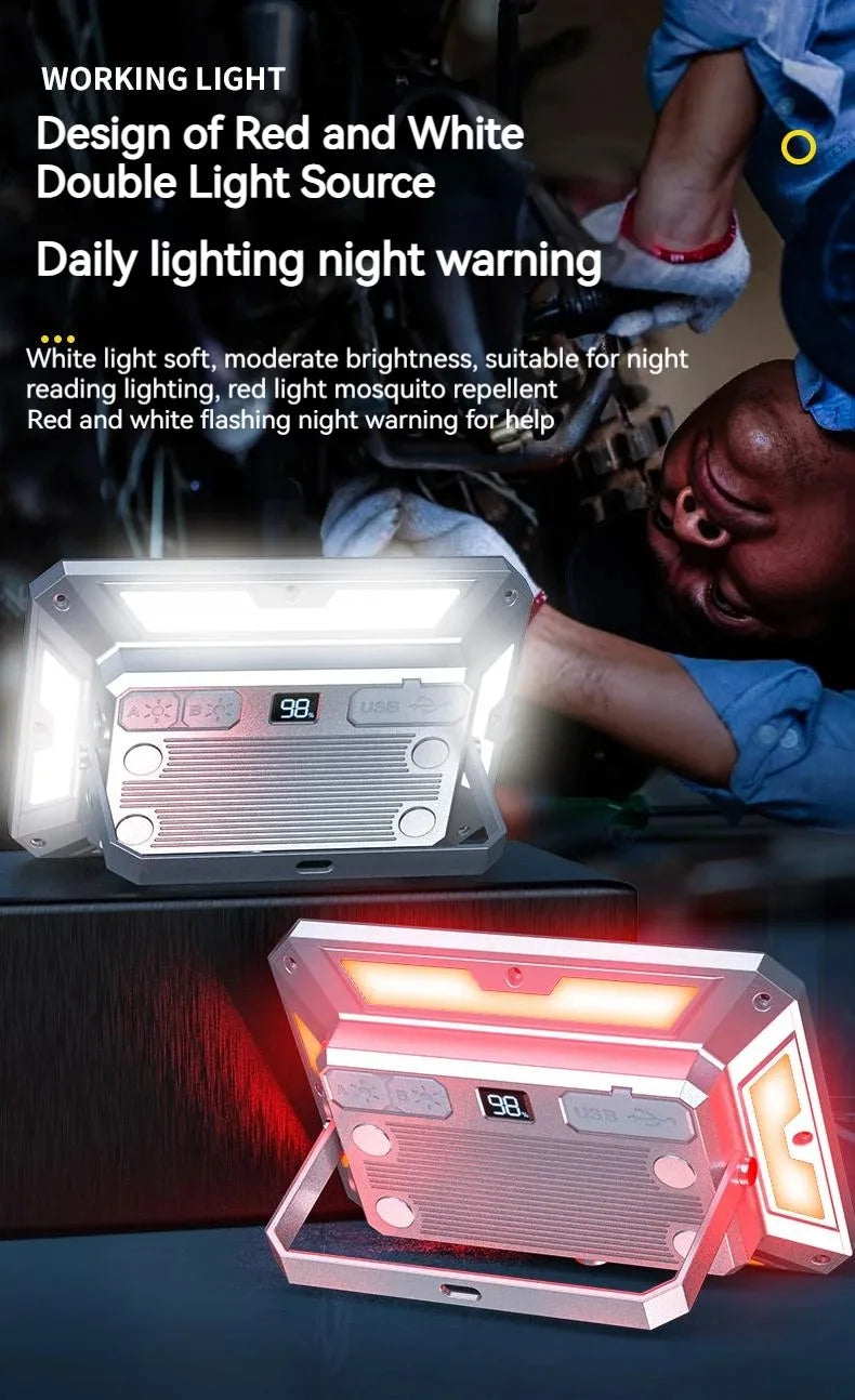 Luz LED para tienda de campaña, reflector recargable, iluminación de emergencia para exteriores de alta potencia, lámparas de noche colgantes portátiles impermeables