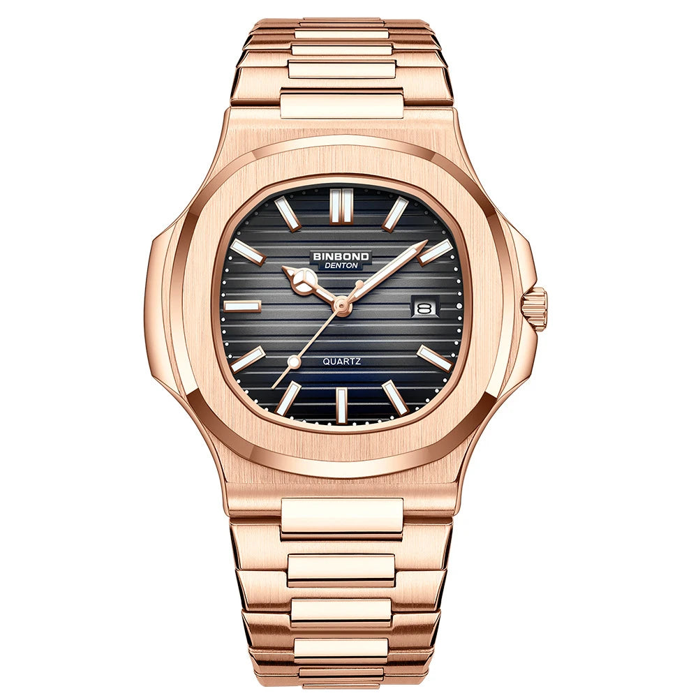Nuevo Reloj informal de negocios de oro rosa, Reloj de lujo para Hombre, relojes automáticos, relojes de pulsera de cuarzo de alta moda para Hombre, regalos, Reloj para Hombre