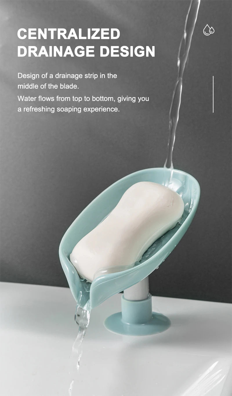 Soporte para jabón, escurridor de agua, jabonera con forma de hoja, escurridor de jabón para ducha, ventosa, contenedor de jabón, accesorios modernos para baño