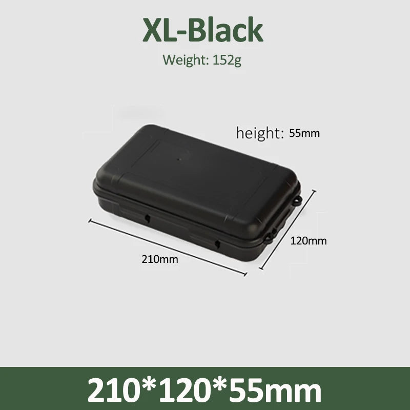Caja de supervivencia sellada impermeable de plástico para exteriores, contenedor para acampar, caja de almacenamiento de viaje al aire libre, bolsa de aparejos de pesca, tamaño S/L/XL
