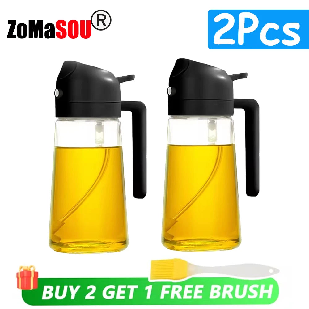 Dispensador de aceite 2 en 1, pulverizador, botella de aceite vertedor, contenedor de aceite de plástico, vaporizador para cocina, ensalada, barbacoa, cocina de acampada