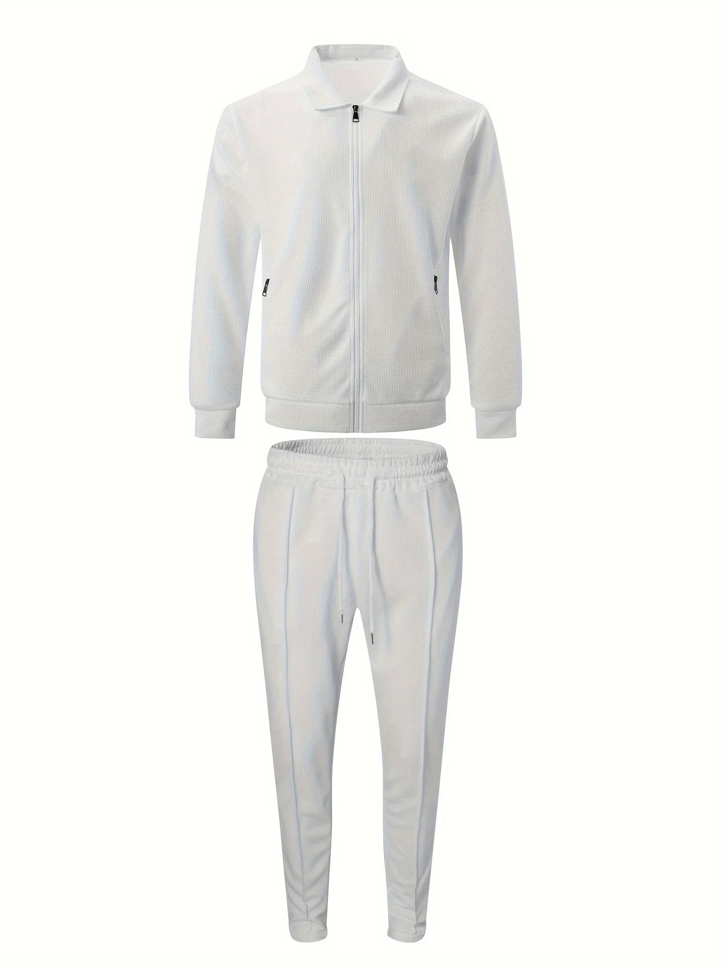 Chaqueta ajustada con bolsillo de cremallera para hombre, ropa deportiva de manga larga, conjunto de chaqueta de cárdigan, pantalones largos, elegante, conjunto de dos piezas