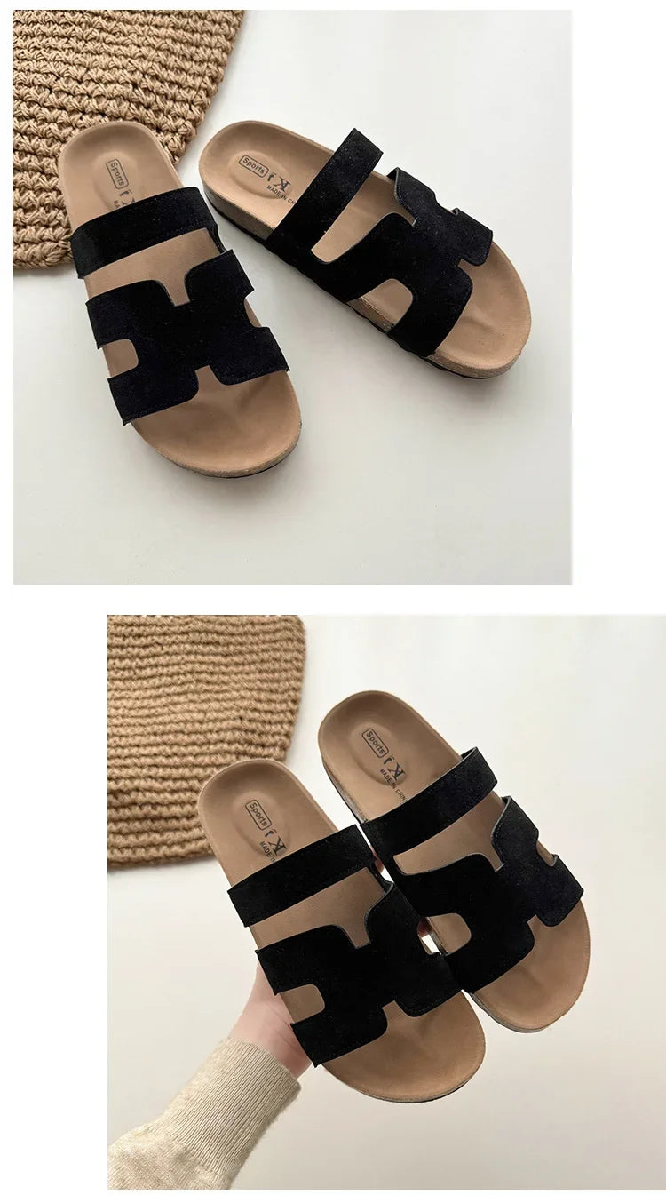 Diapositivas de moda 2025 para mujer: zapatillas de exterior con suela gruesa ajustable