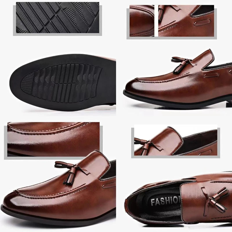 Zapatos de vestir para hombre, nuevos Zapatos de moda de cuero Pu para hombre, Zapatos informales formales de negocios de gran tamaño, Zapatos de boda para hombre