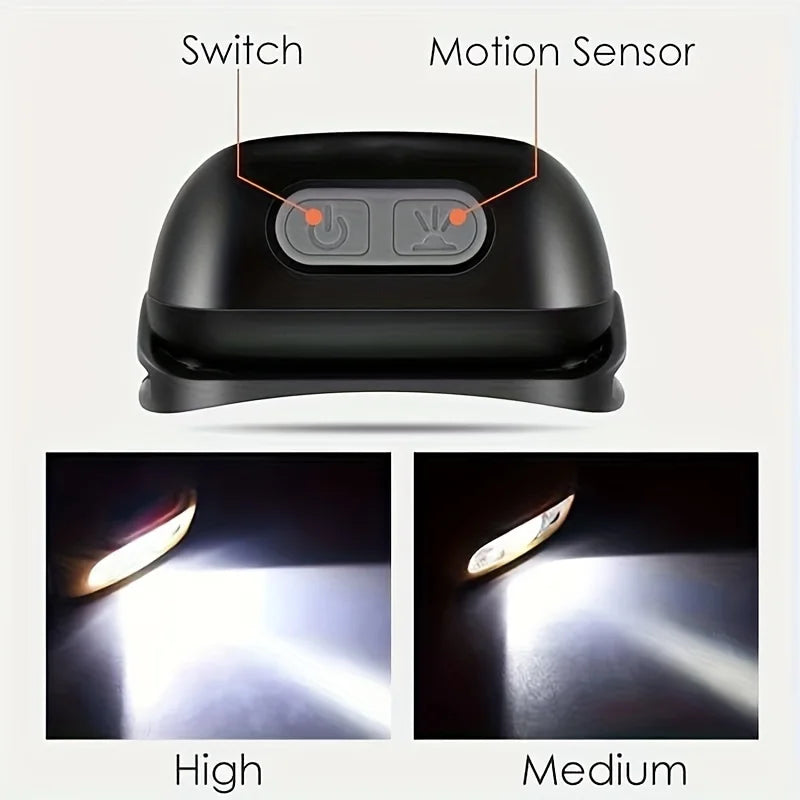 Potente linterna frontal con Sensor LED, luz fuerte, Mini linterna recargable por USB, luz frontal portátil para búsqueda de acampada