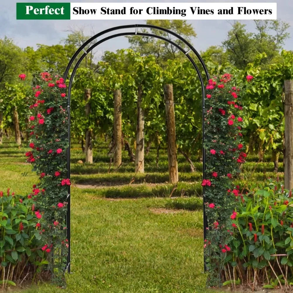 Arco de jardín de metal, cenador exterior de 7,2 pies / 86" para plantas trepadoras: ideal para bodas o jardines