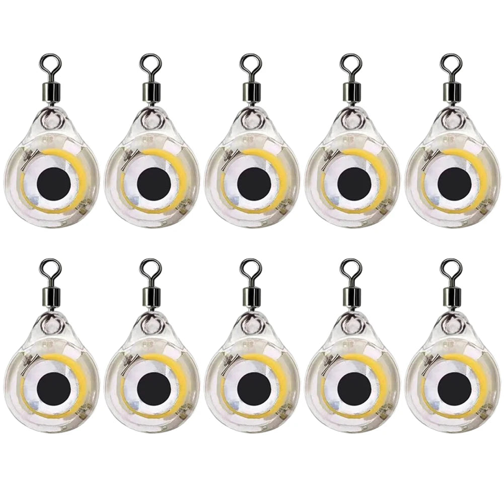 10 Uds. Señuelo de pesca con forma de Mini ojo, luz nocturna subacuática, señuelo luminoso alimentado por baterÃÂÂa para agua de mar y agua dulce